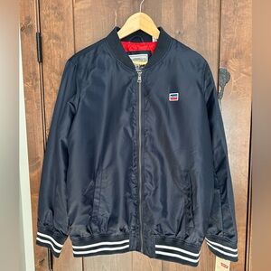 NWT Levi's Retro Satin Bomber Jacket Navy Blue Unisex Size XL
